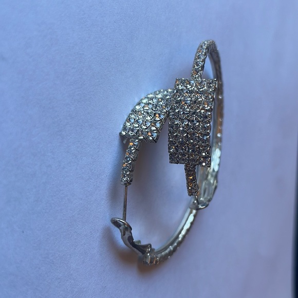 Studded Sparkly Hoop Earrings - Picture 3 of 6